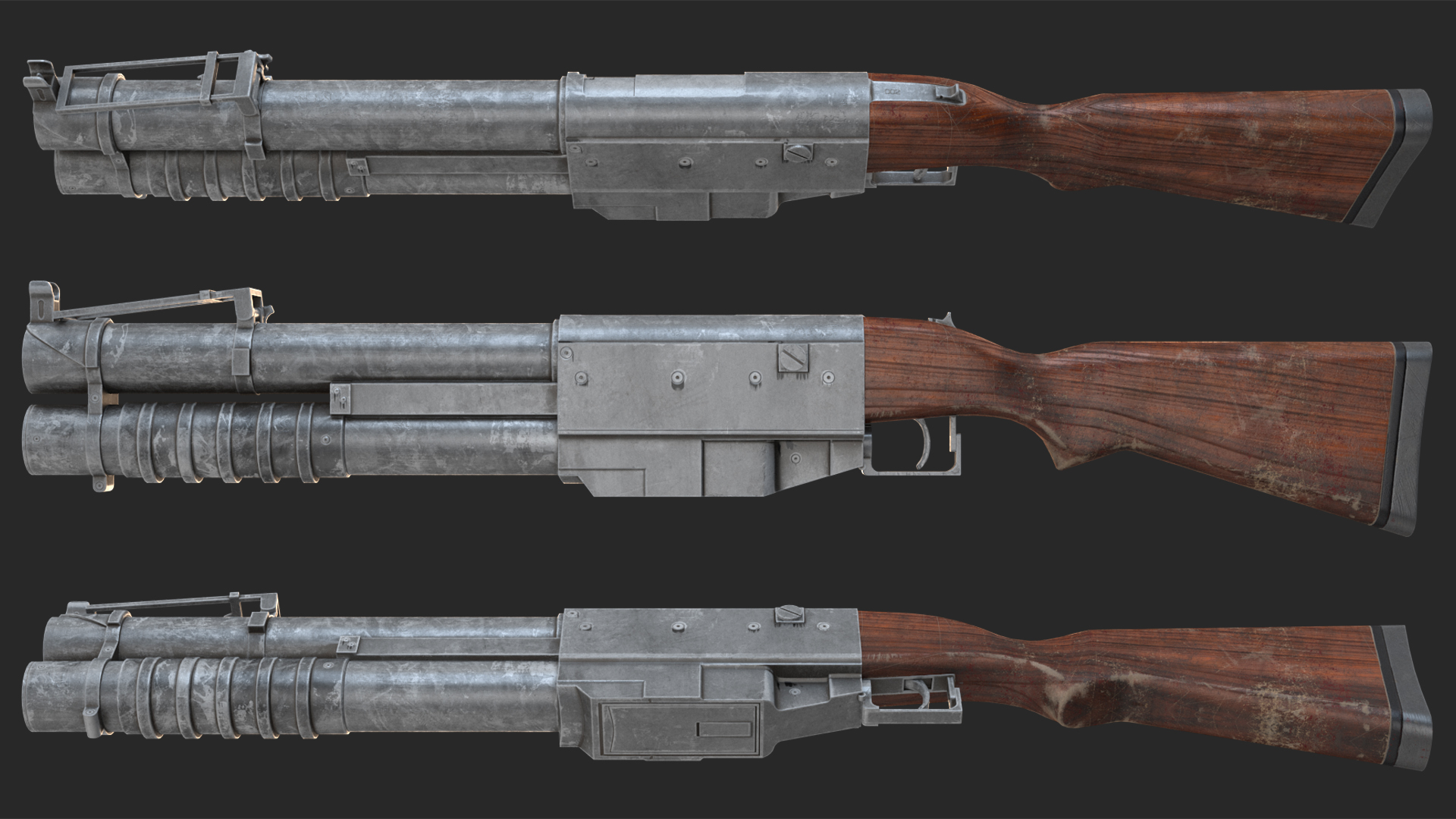 China Lake Grenade Launcher Game Weapon 3D model