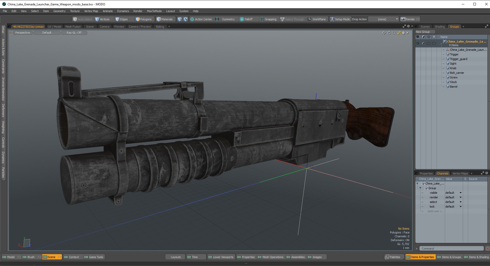 China Lake Grenade Launcher Game Weapon 3D model