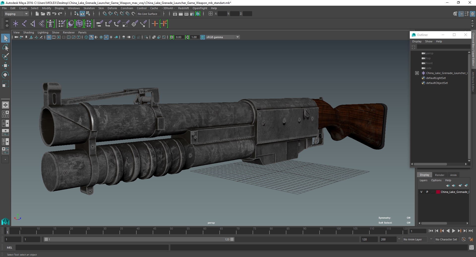 China Lake Grenade Launcher Game Weapon 3D model