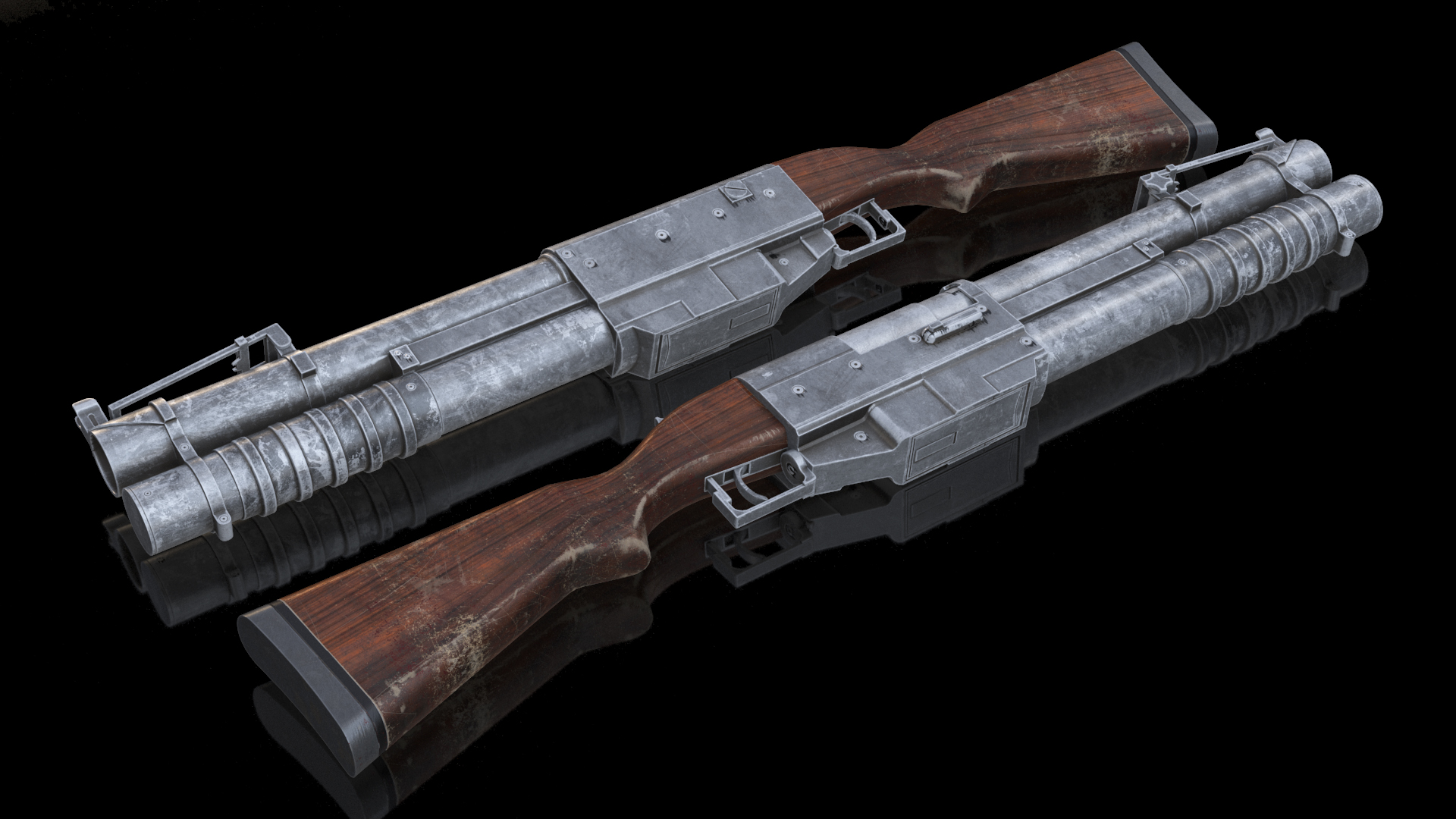 China Lake Grenade Launcher Game Weapon 3D model