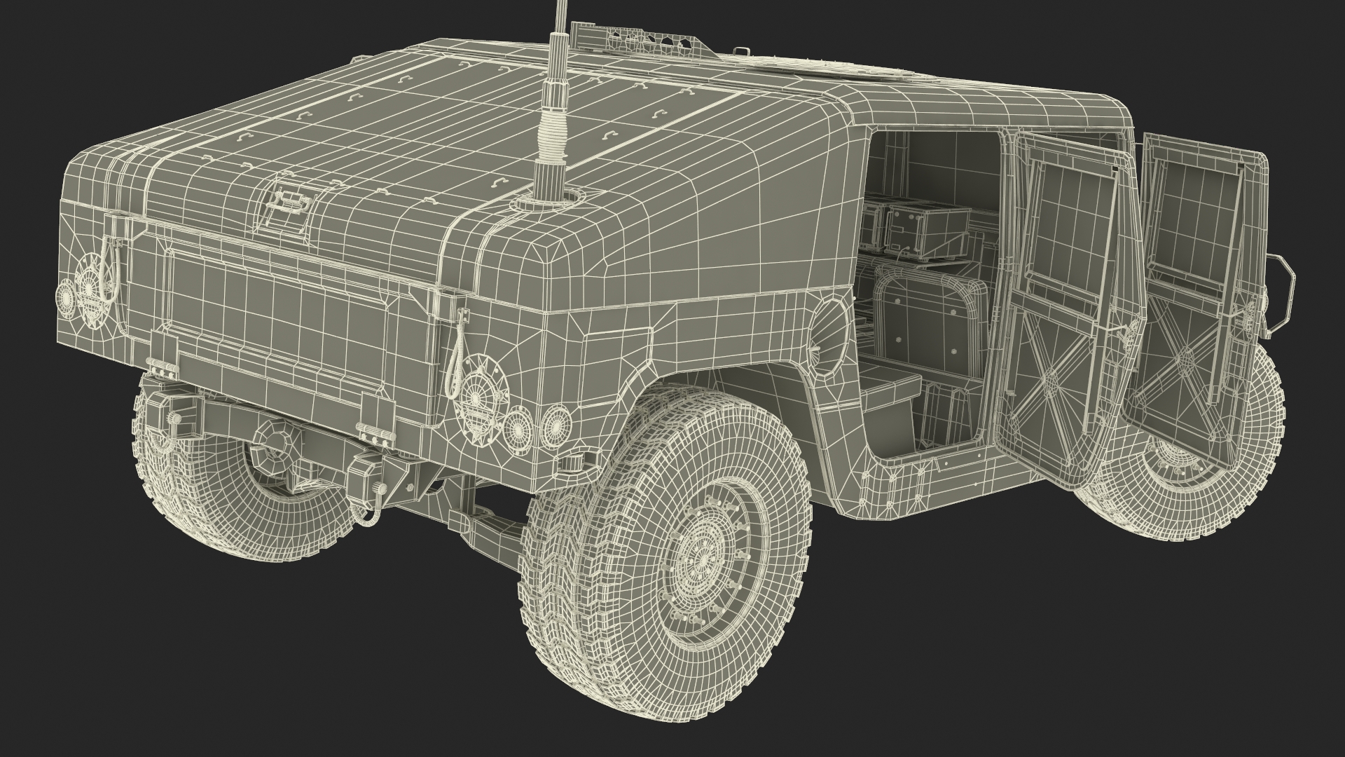 Military Off Road Utility Vehicle Humvee Rigged 3D