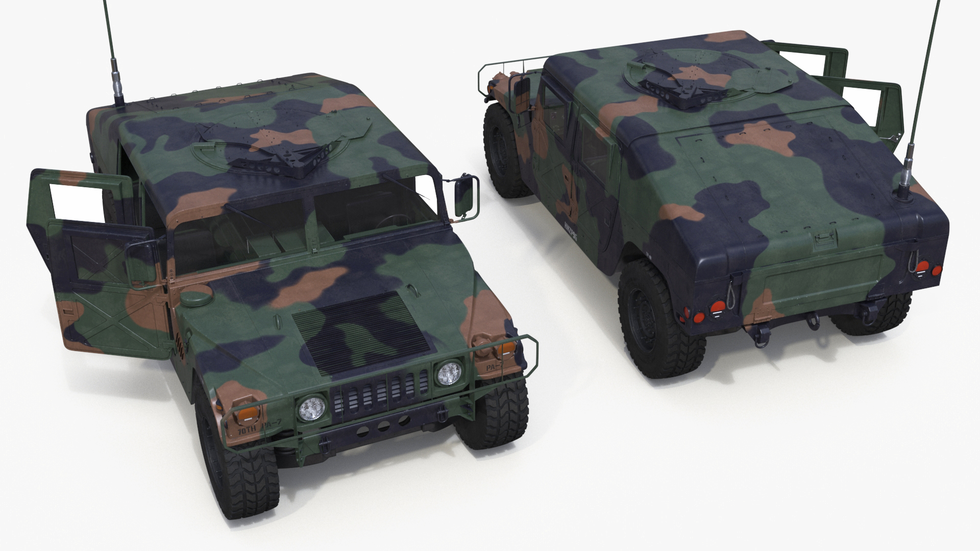 Military Off Road Utility Vehicle Humvee Rigged 3D