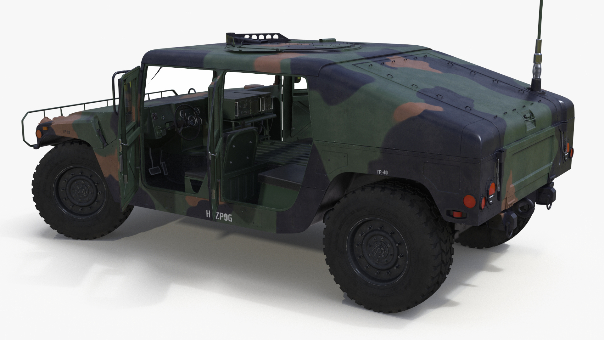 Military Off Road Utility Vehicle Humvee Rigged 3D