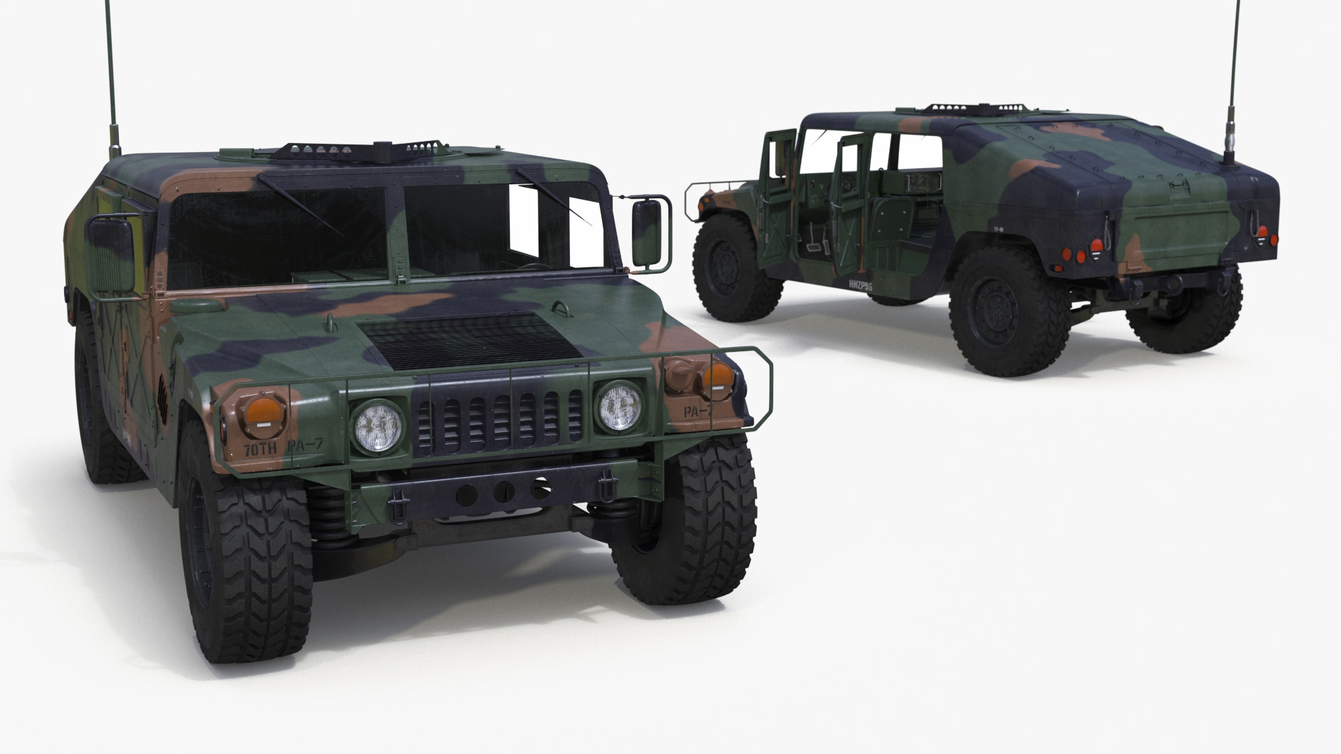 Military Off Road Utility Vehicle Humvee Rigged 3D