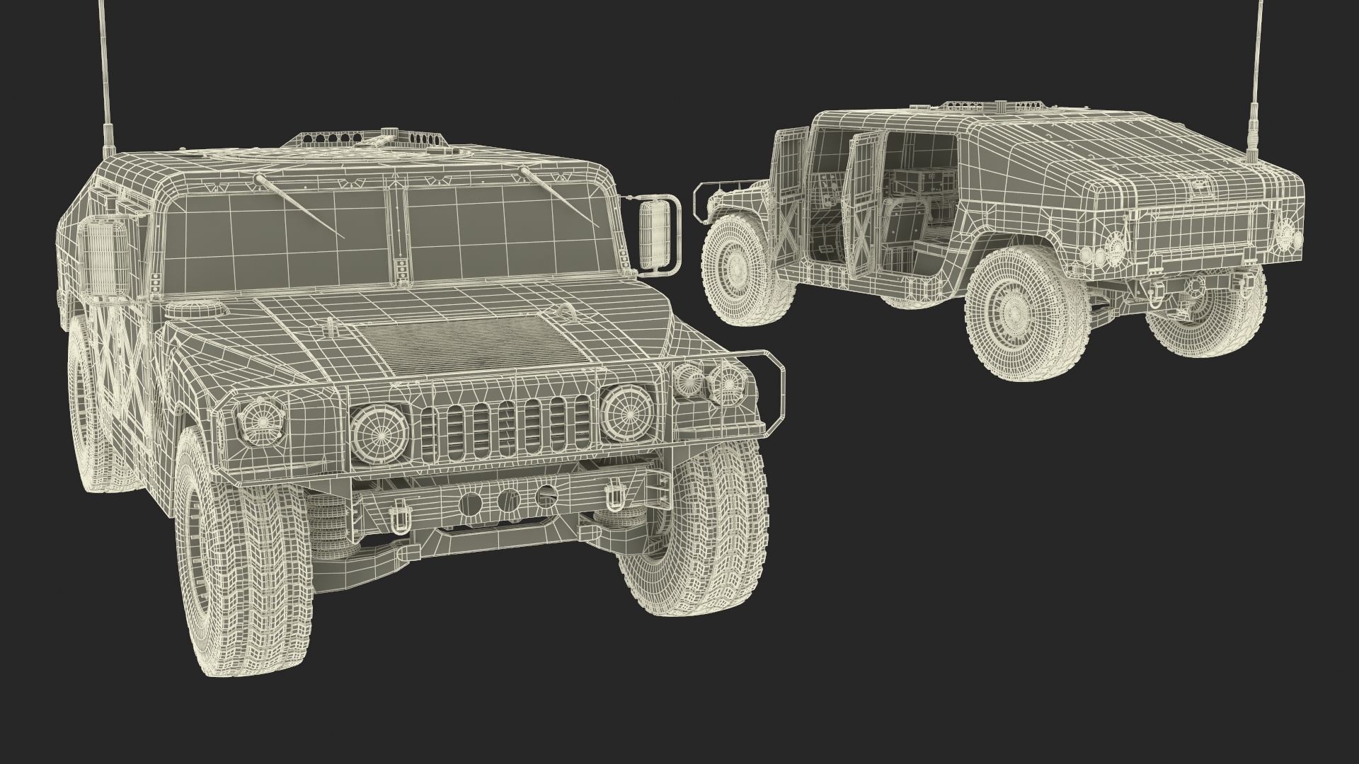 Military Off Road Utility Vehicle Humvee Rigged 3D