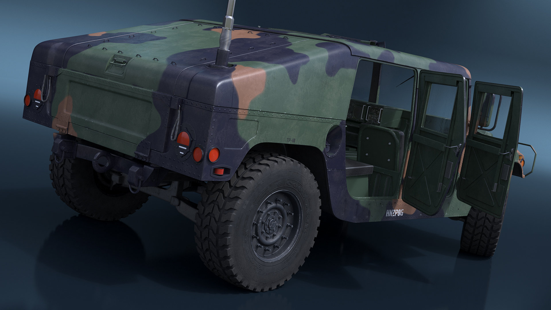 Military Off Road Utility Vehicle Humvee Rigged 3D