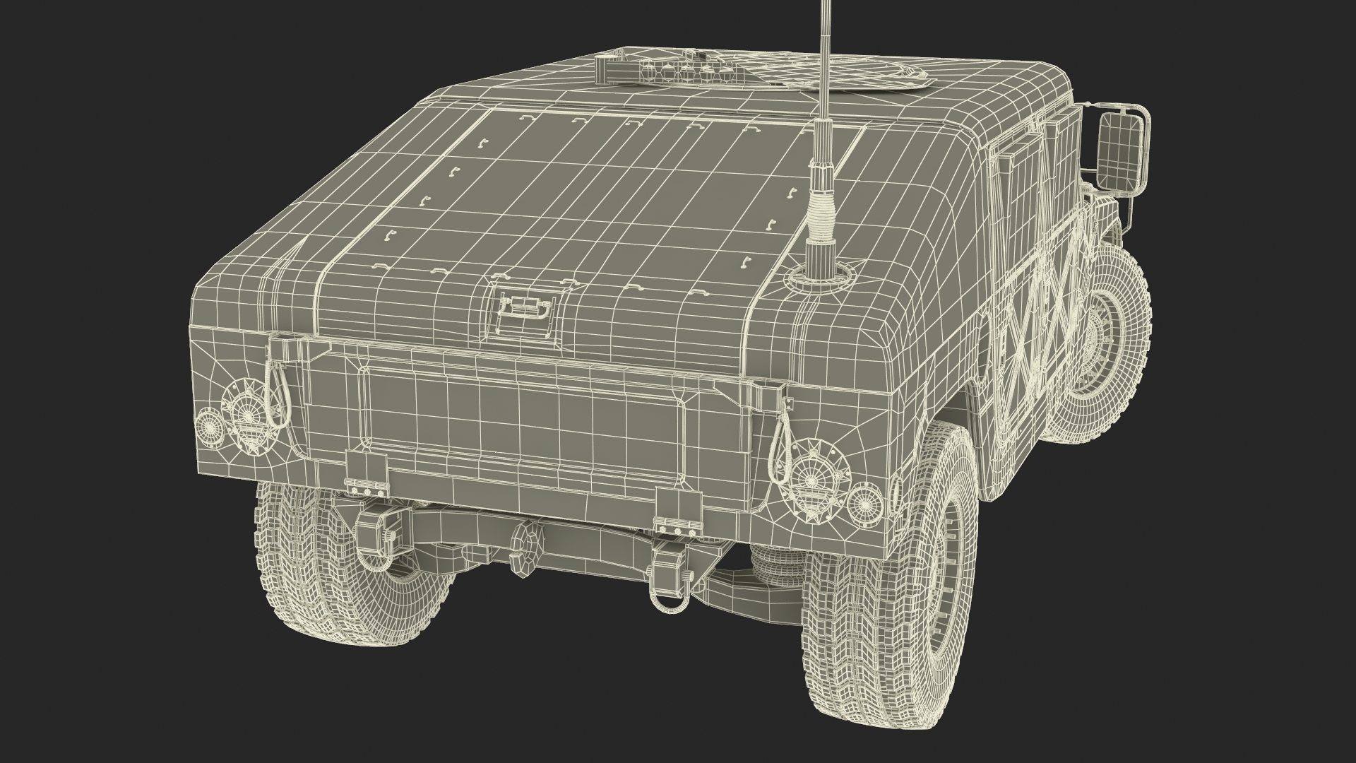 Military Off Road Utility Vehicle Humvee Rigged 3D