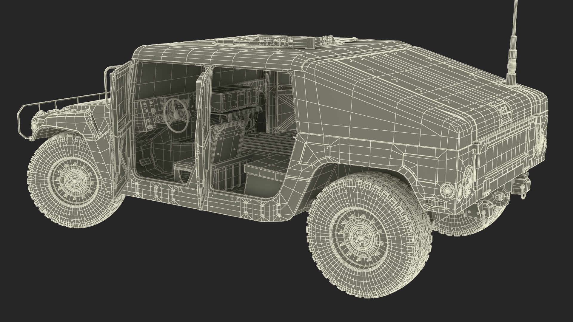 Military Off Road Utility Vehicle Humvee Rigged 3D