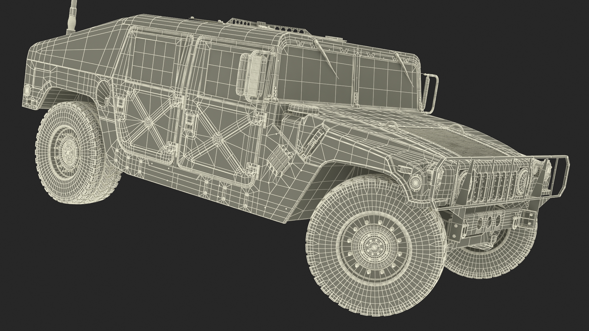 Military Off Road Utility Vehicle Humvee Rigged 3D
