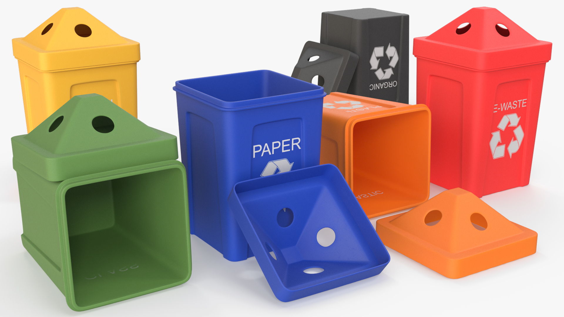 Recycling Waste Bin Multicolor Set - view 4