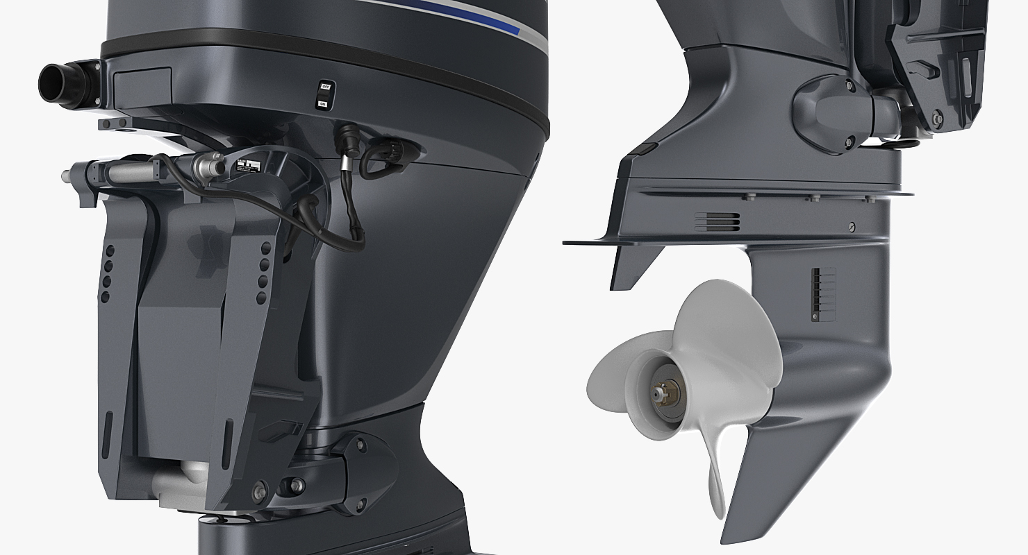 3D Outboard Boat Engine Yamaha F80