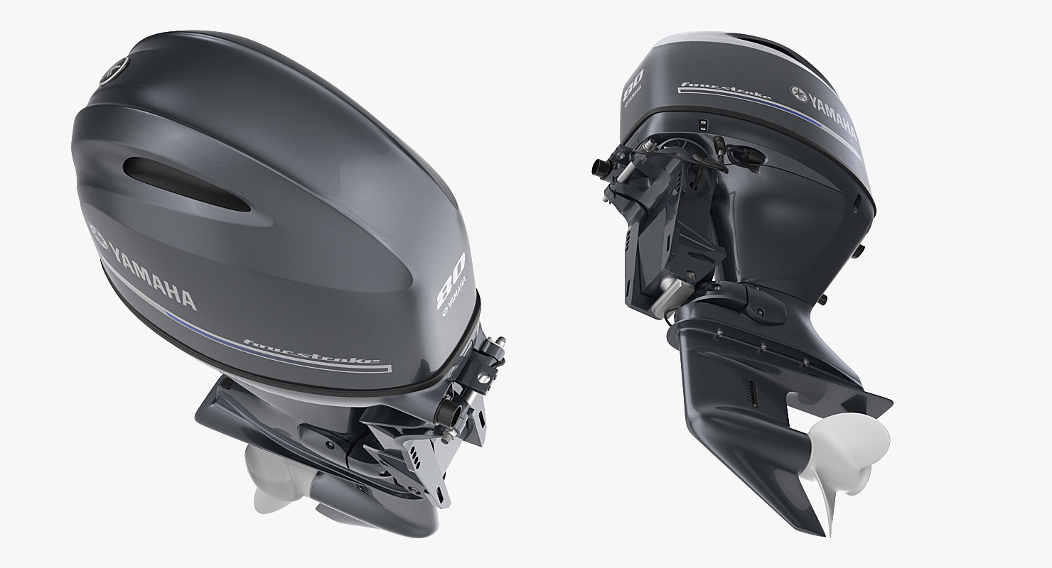 3D Outboard Boat Engine Yamaha F80