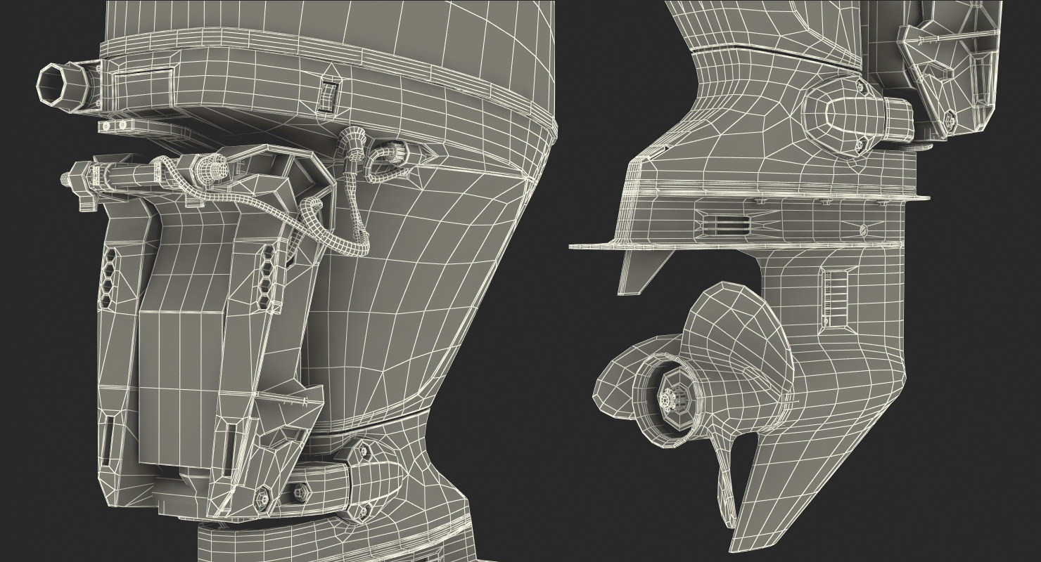 3D Outboard Boat Engine Yamaha F80