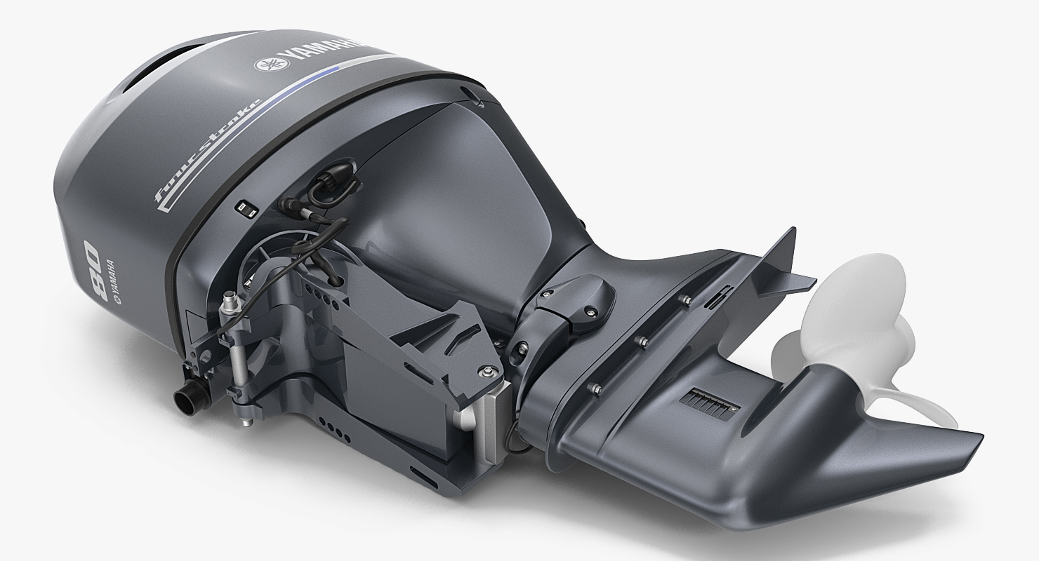 3D Outboard Boat Engine Yamaha F80