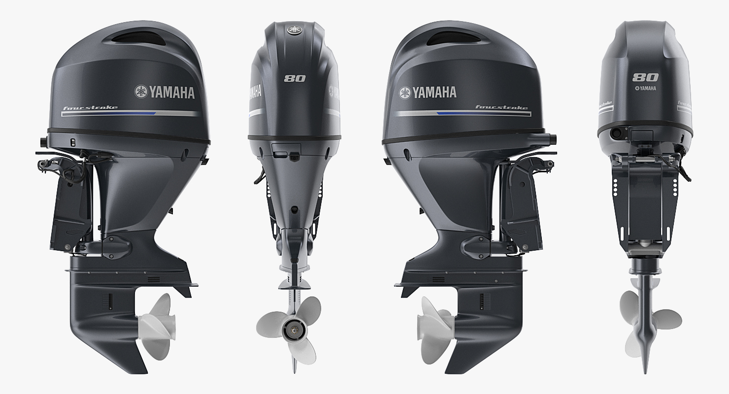 3D Outboard Boat Engine Yamaha F80