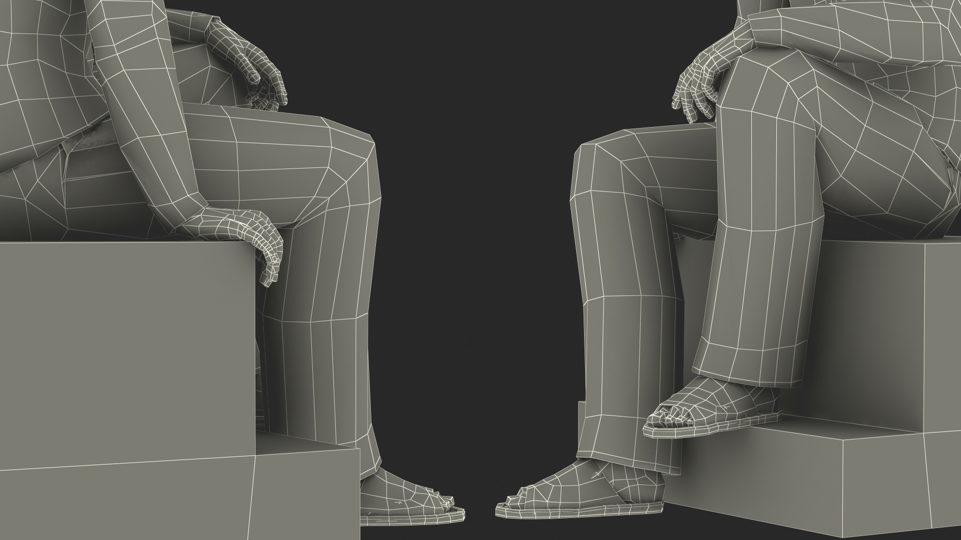 3D Asian Man Home Style Clothes Sitting Pose