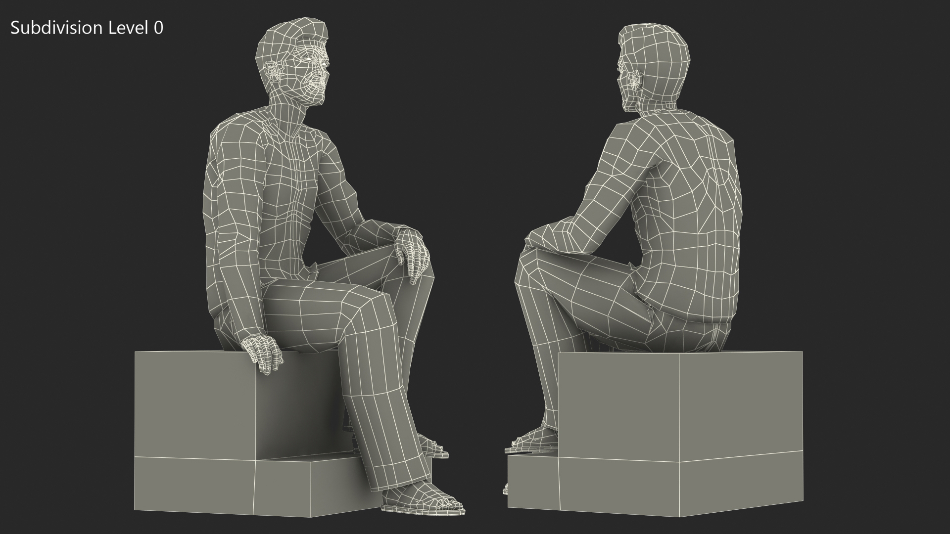 3D Asian Man Home Style Clothes Sitting Pose