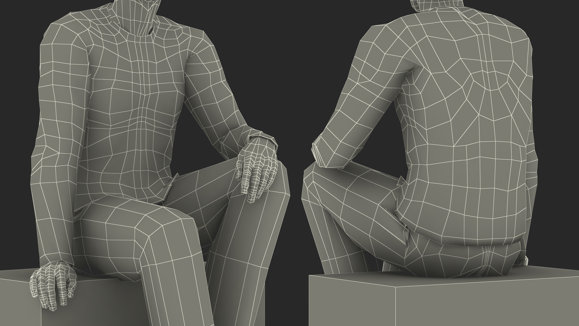 3D Asian Man Home Style Clothes Sitting Pose