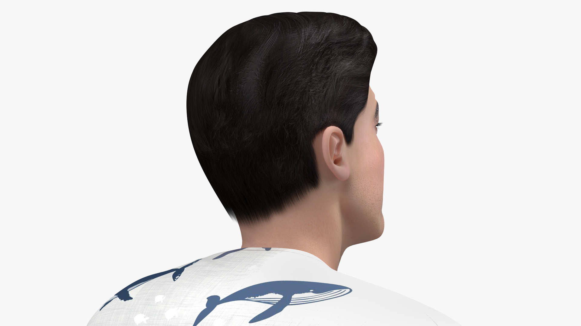 3D Asian Man Home Style Clothes Sitting Pose