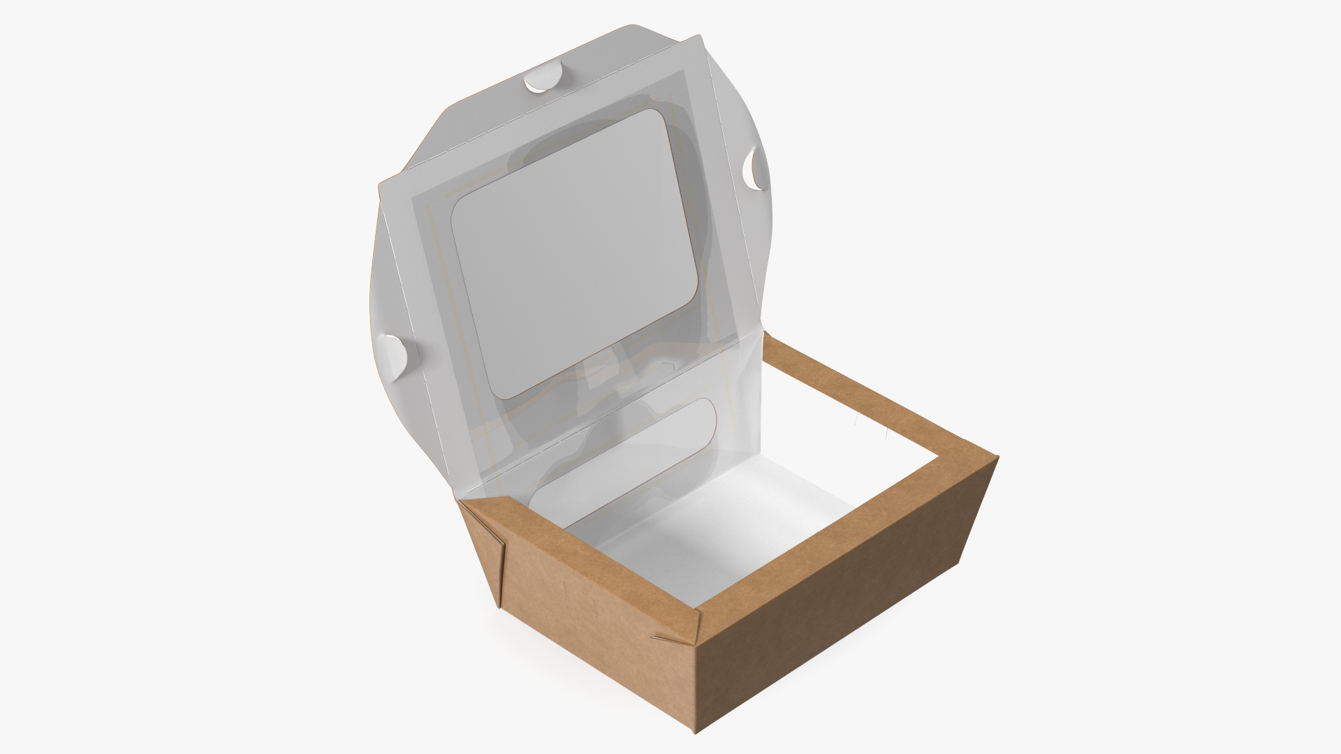 Opened Kraft Food Box with Window Small 3D model