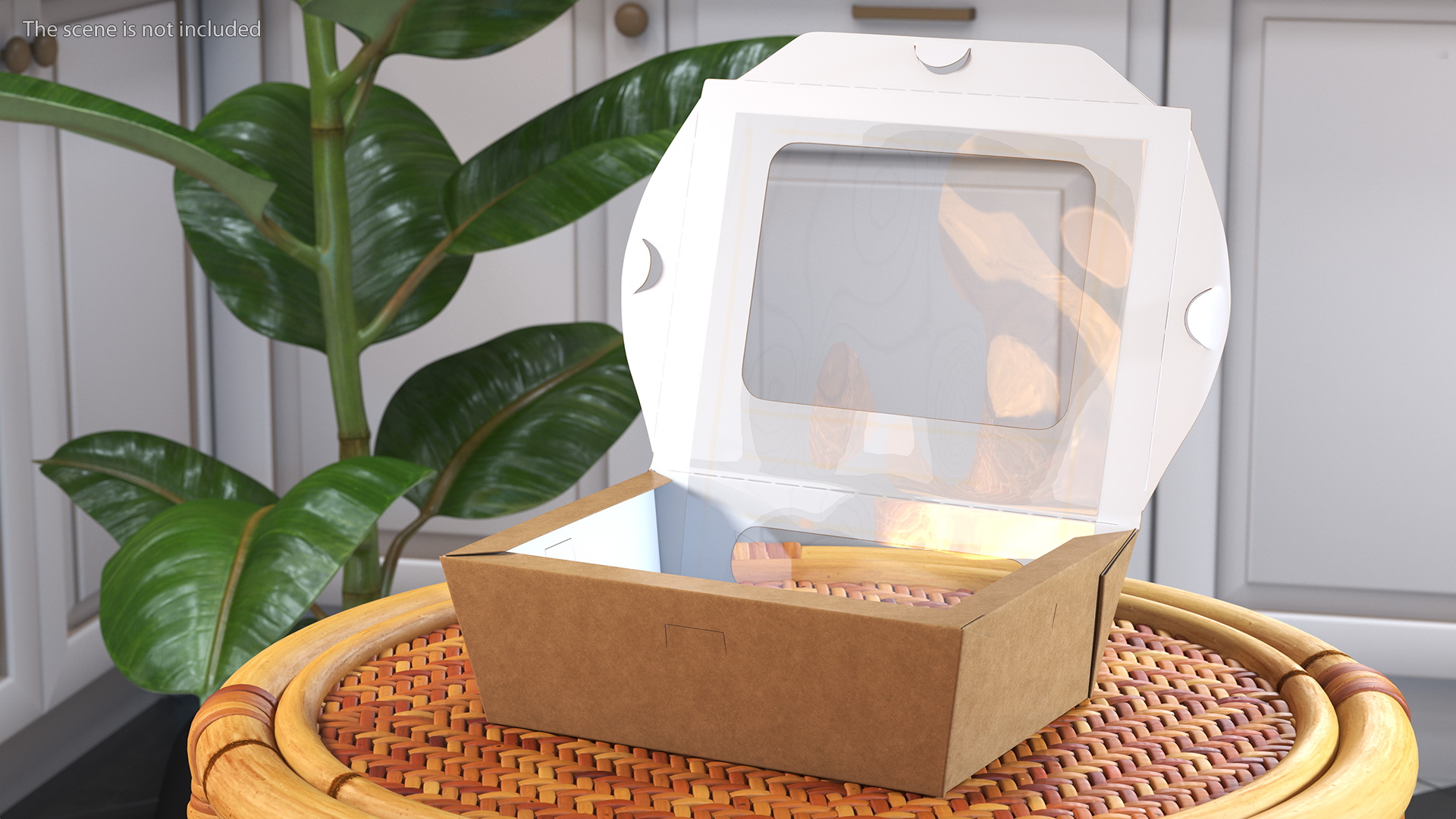 Opened Kraft Food Box with Window Small 3D model