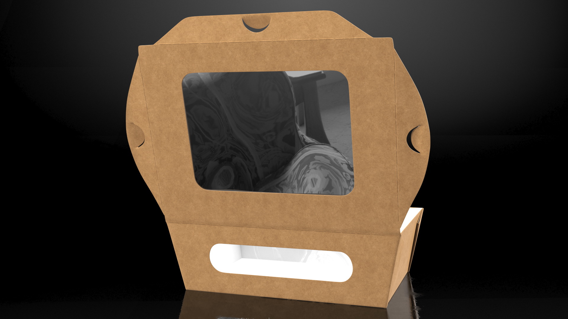 Opened Kraft Food Box with Window Small 3D model