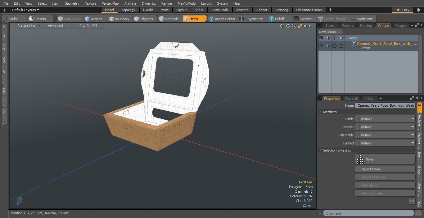 Opened Kraft Food Box with Window Small 3D model