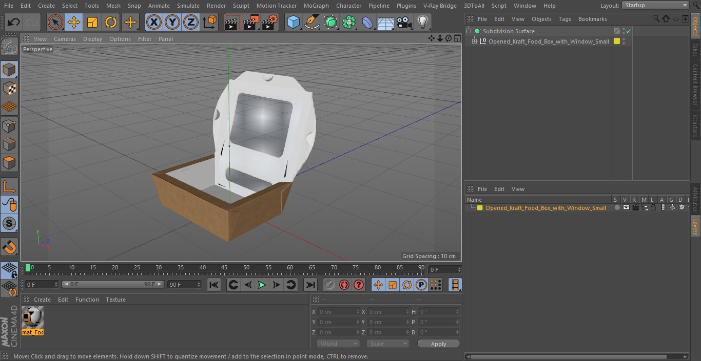 Opened Kraft Food Box with Window Small 3D model
