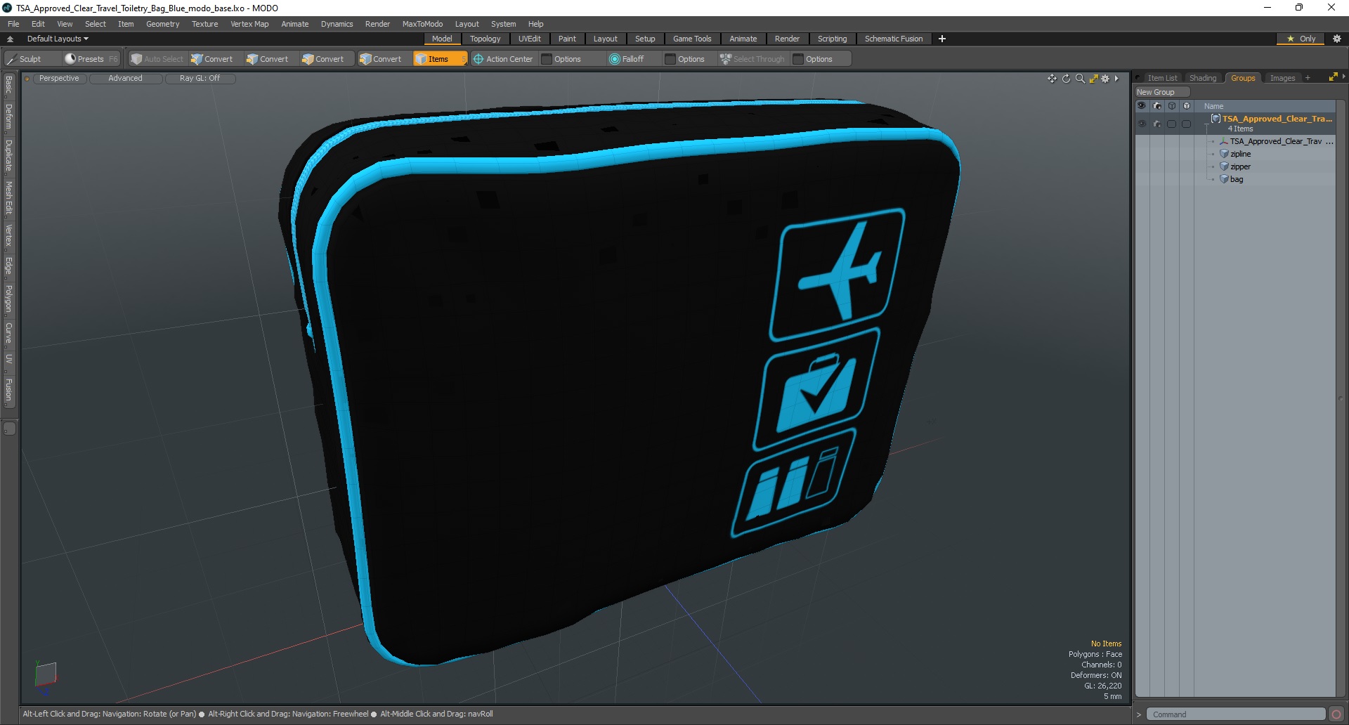 3D model Clear Travel Toiletry Bag Blue