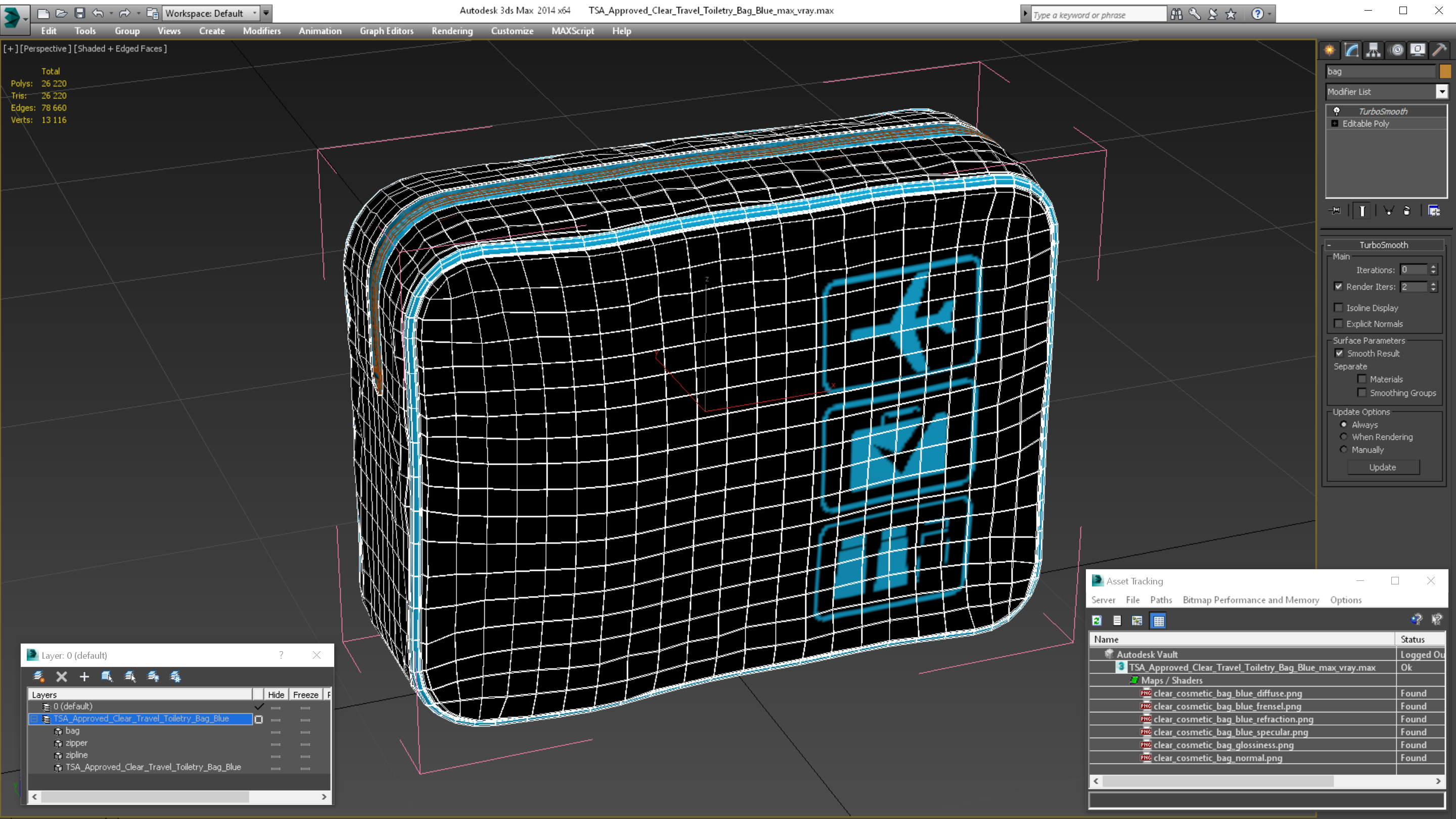 3D model Clear Travel Toiletry Bag Blue