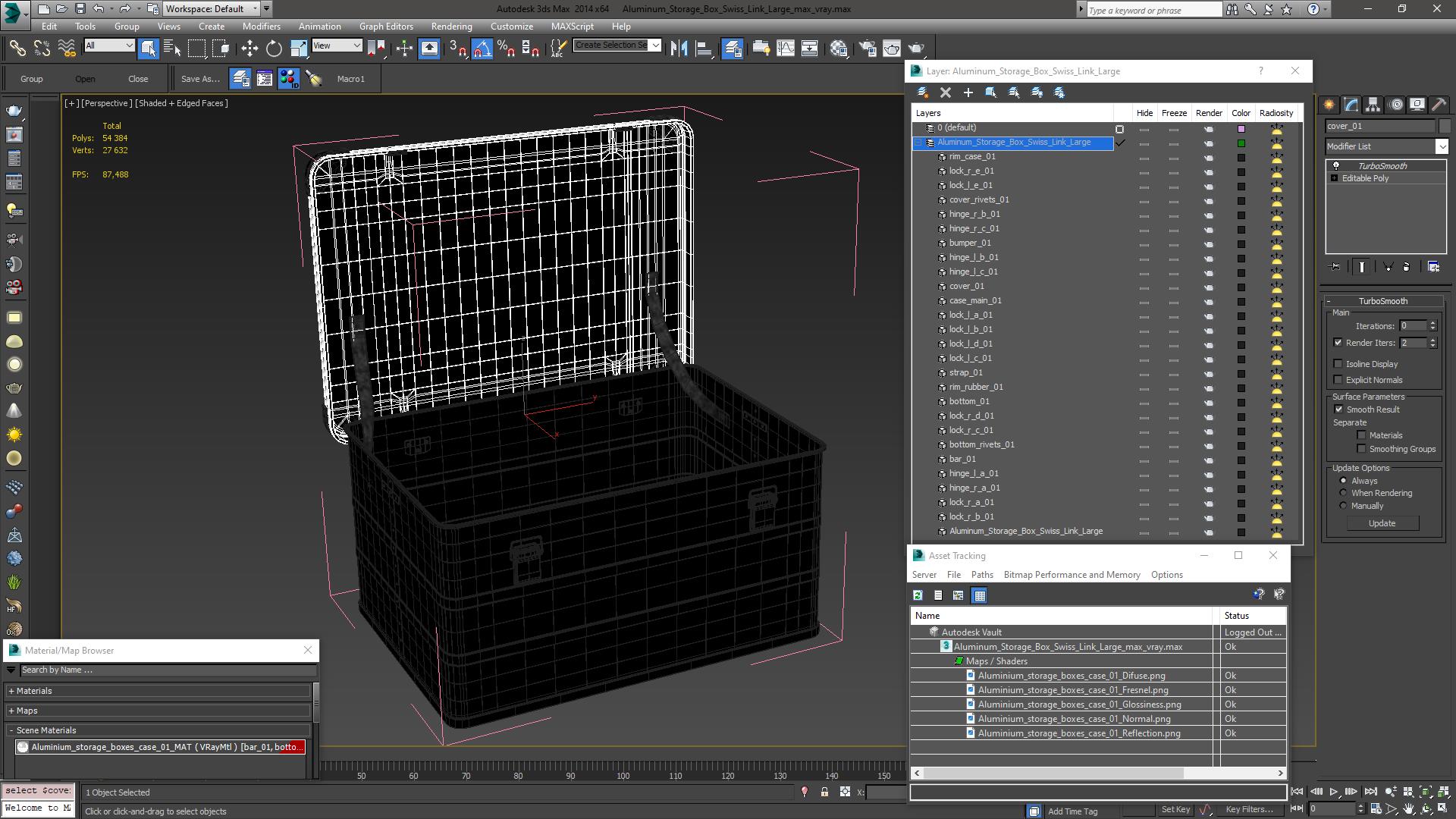 Aluminum Storage Box Swiss Link Large 3D