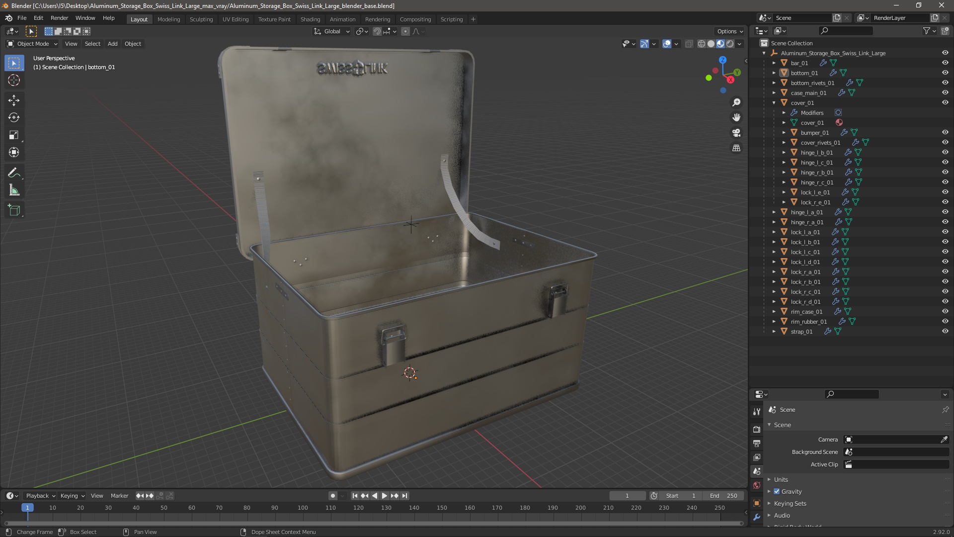 Aluminum Storage Box Swiss Link Large 3D
