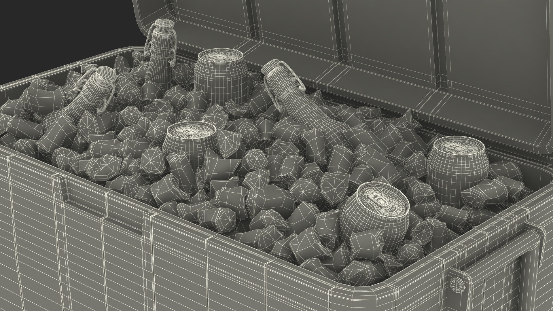 3D model 48-Quart Cooler Red with Ice and Bottles