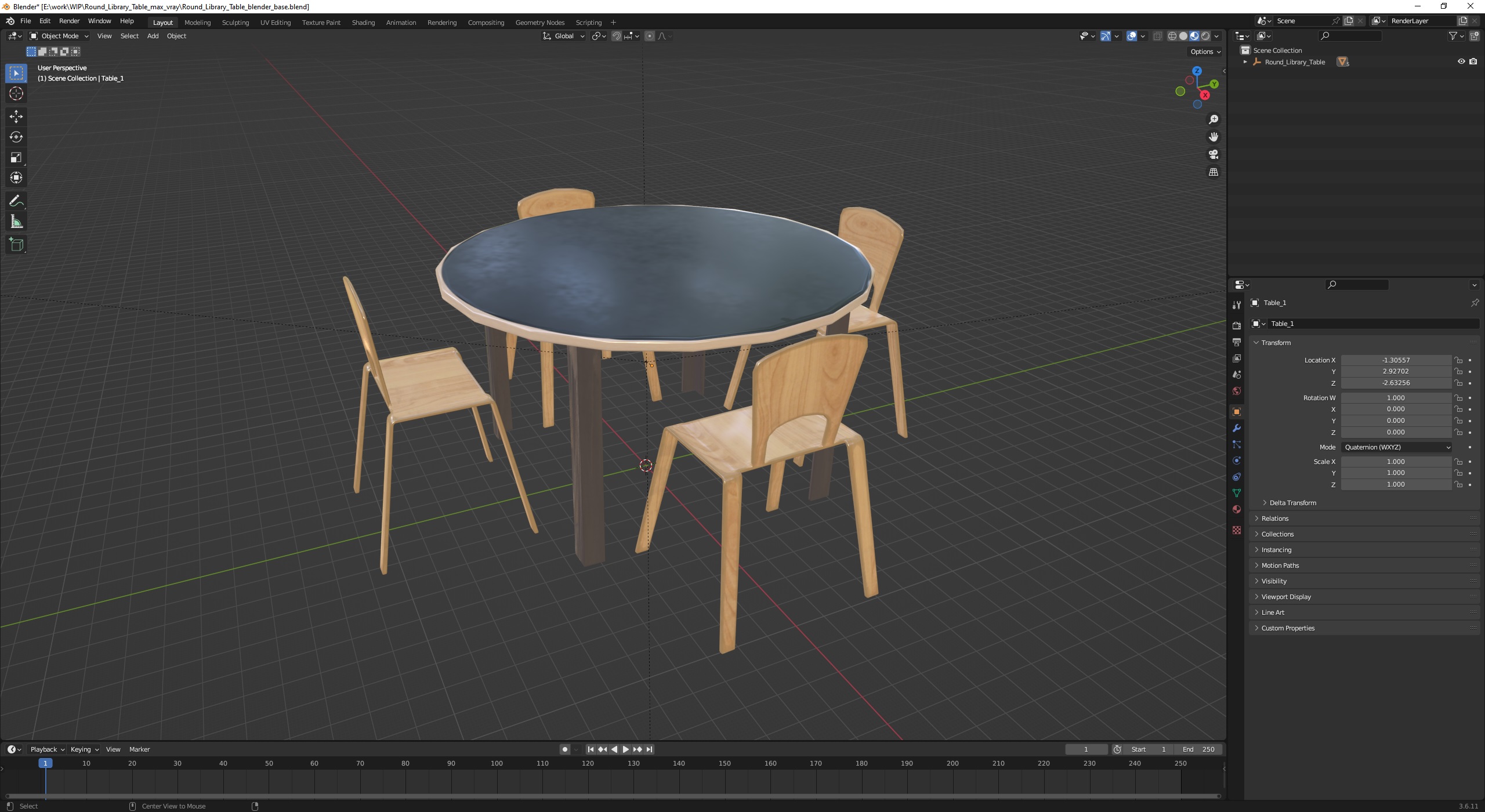 Round Library Table 3D model