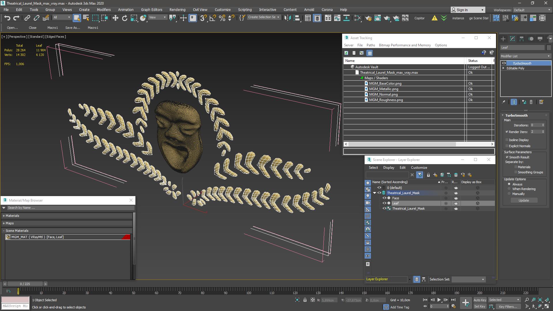 Theatrical Laurel Mask 3D