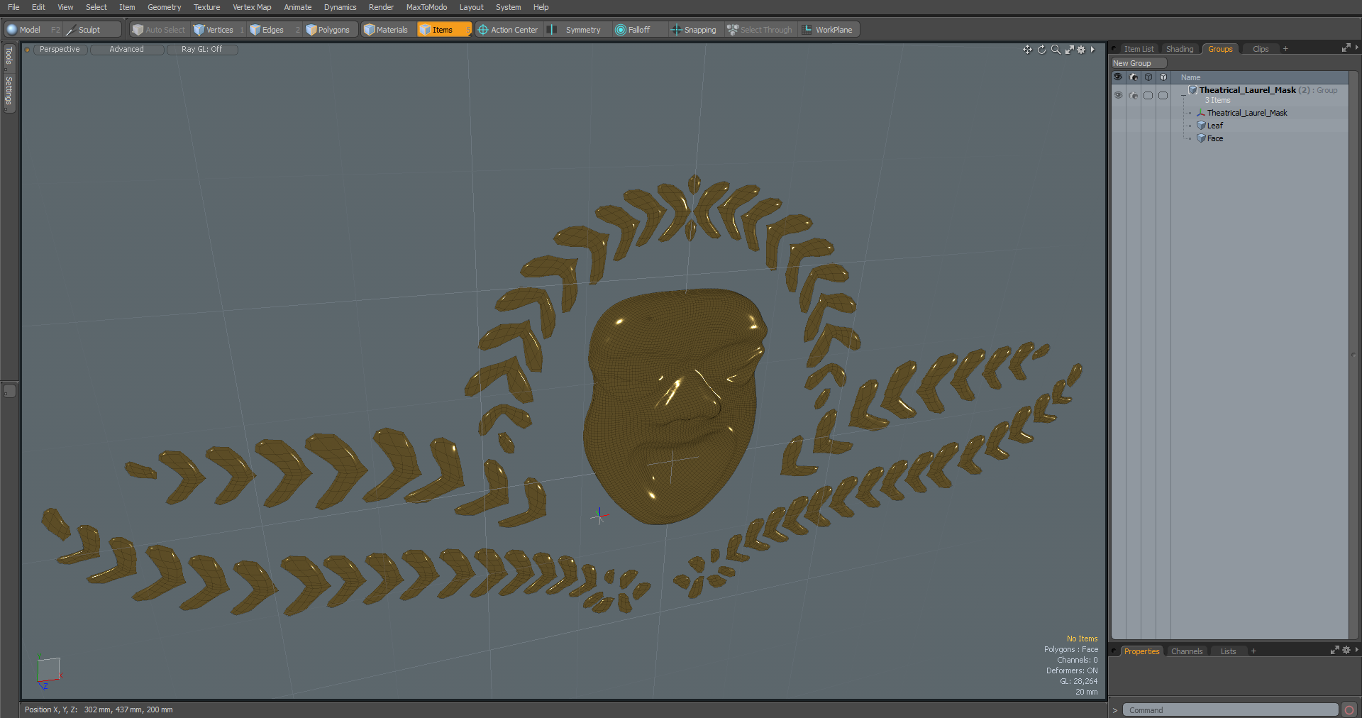 Theatrical Laurel Mask 3D