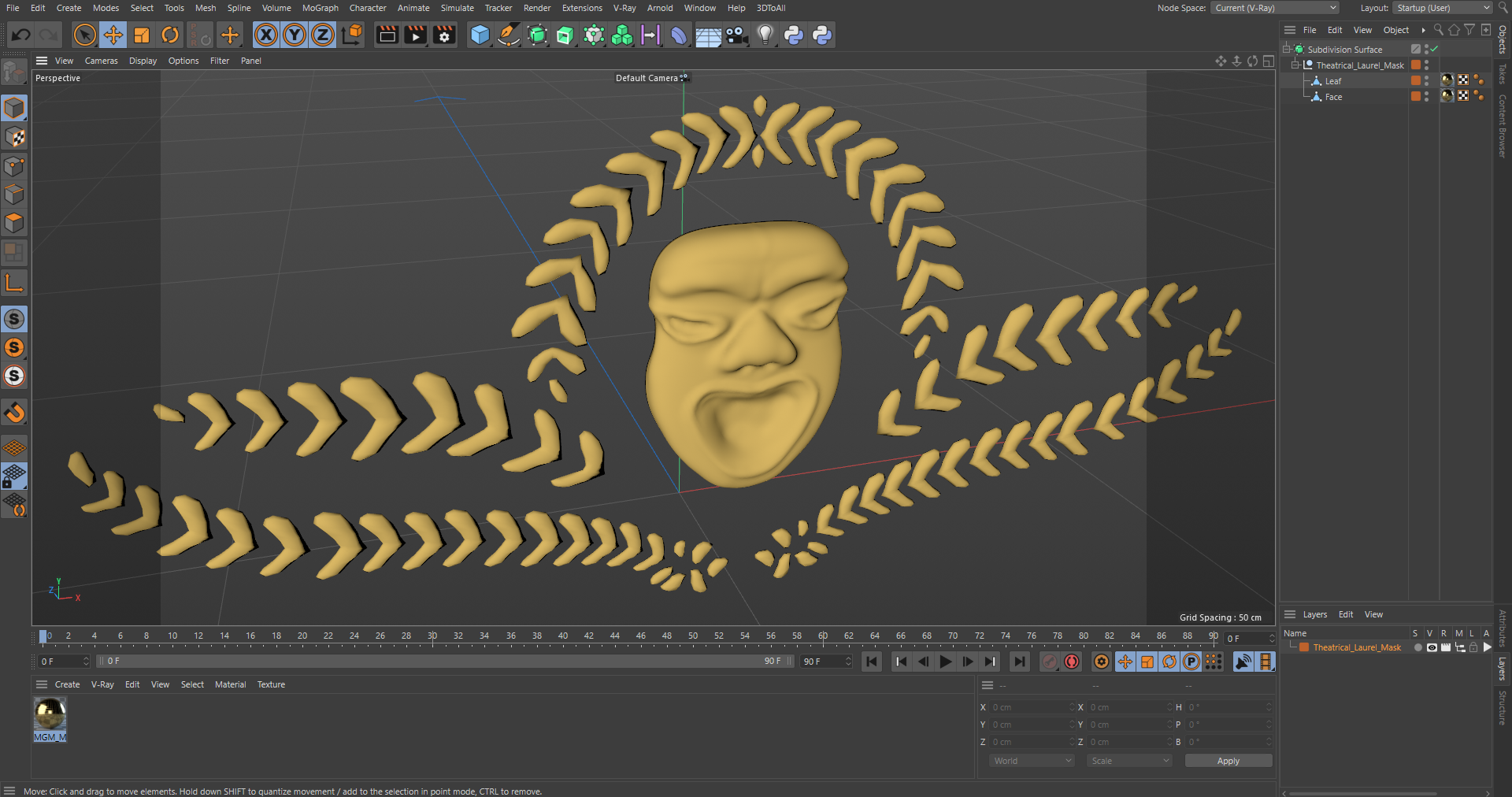 Theatrical Laurel Mask 3D