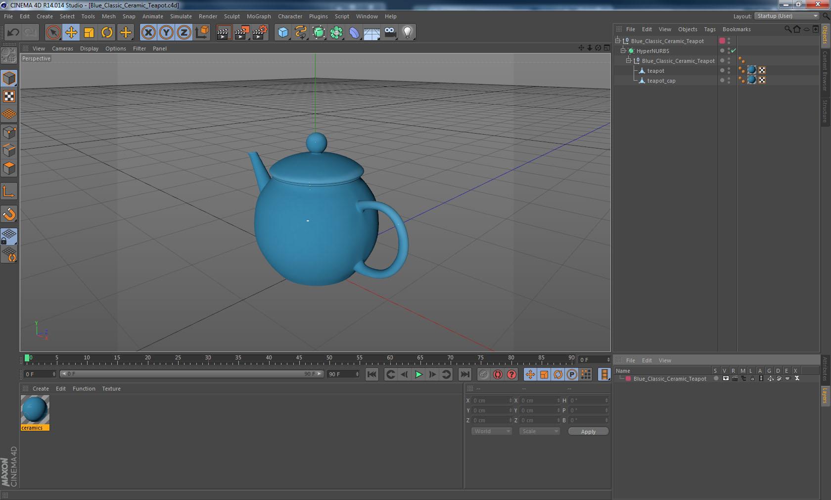 Blue Classic Ceramic Teapot 3D