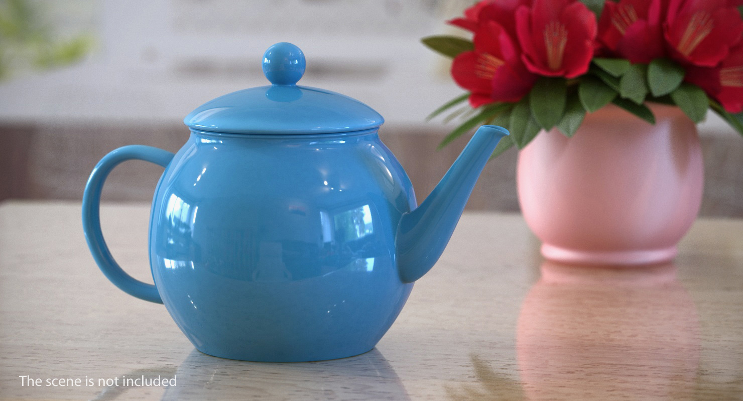 Blue Classic Ceramic Teapot 3D