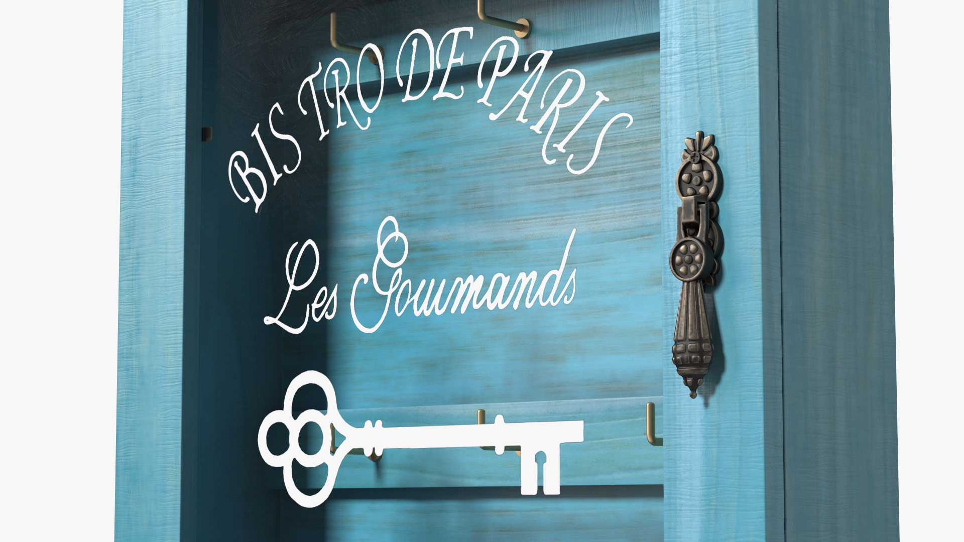 3D Pastoral Style Wooden Key Holder Box Blue
