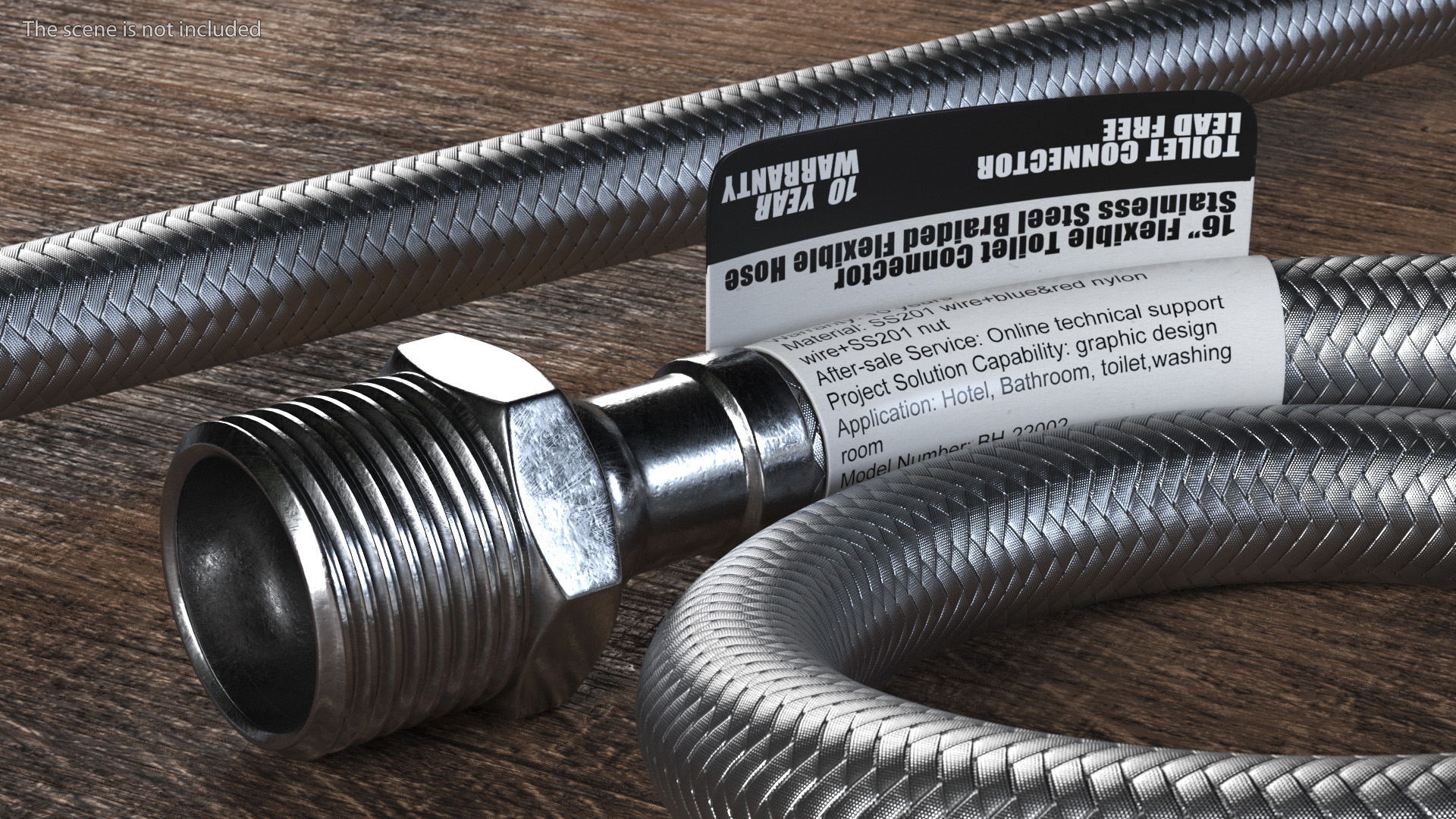 3D model Toilet Water Supply Reinforced Hose Set 40cm Monochrome