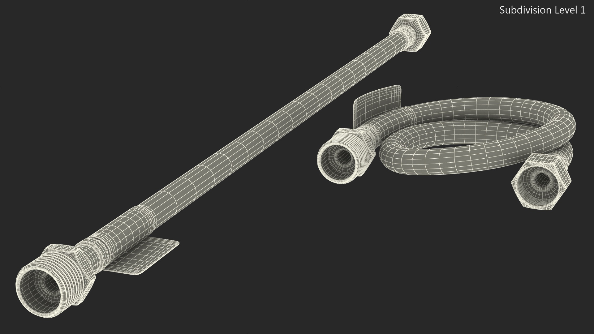 3D model Toilet Water Supply Reinforced Hose Set 40cm Monochrome