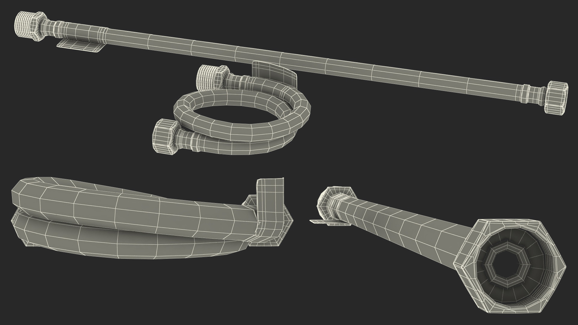 3D model Toilet Water Supply Reinforced Hose Set 40cm Monochrome