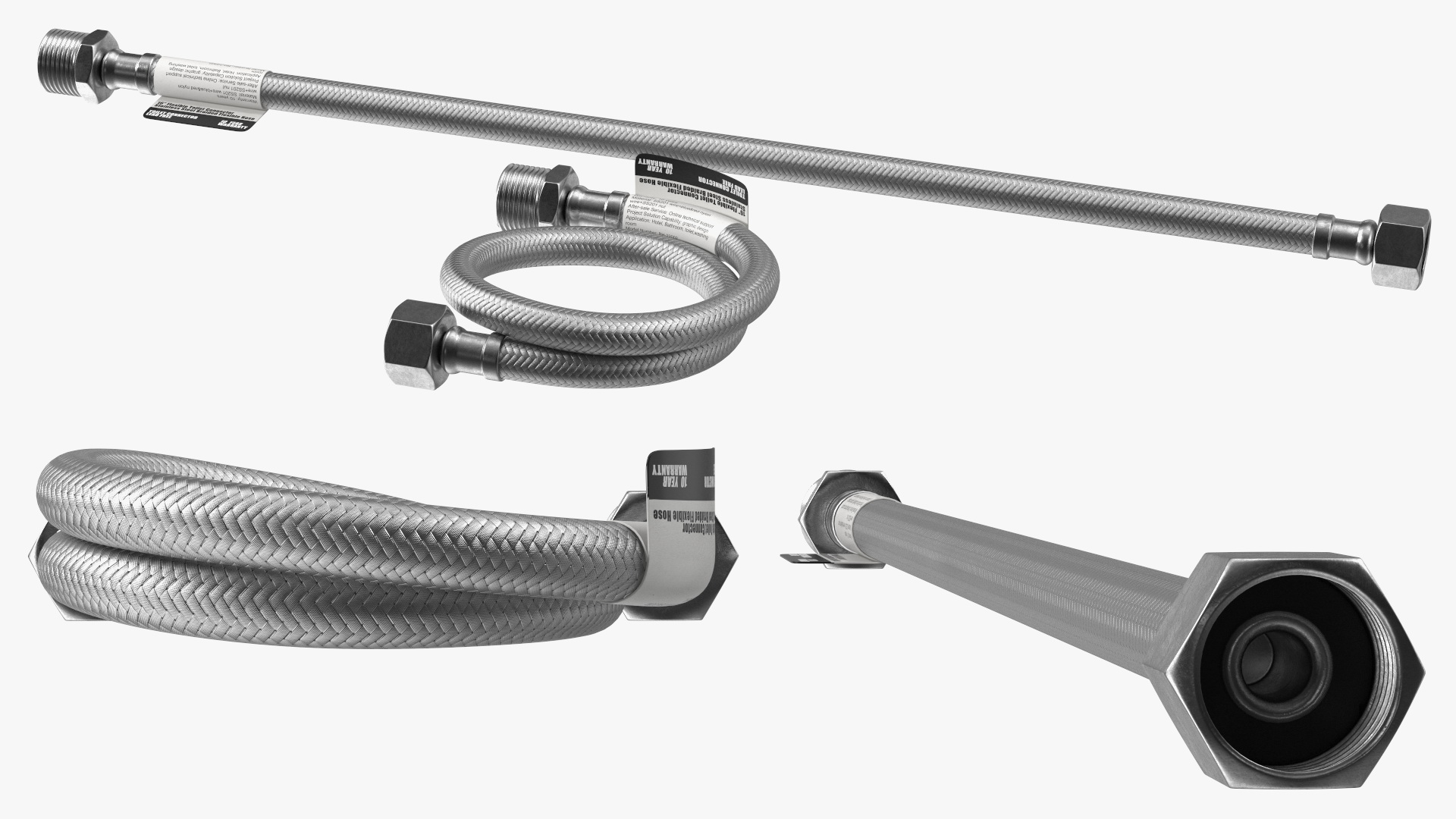 3D model Toilet Water Supply Reinforced Hose Set 40cm Monochrome