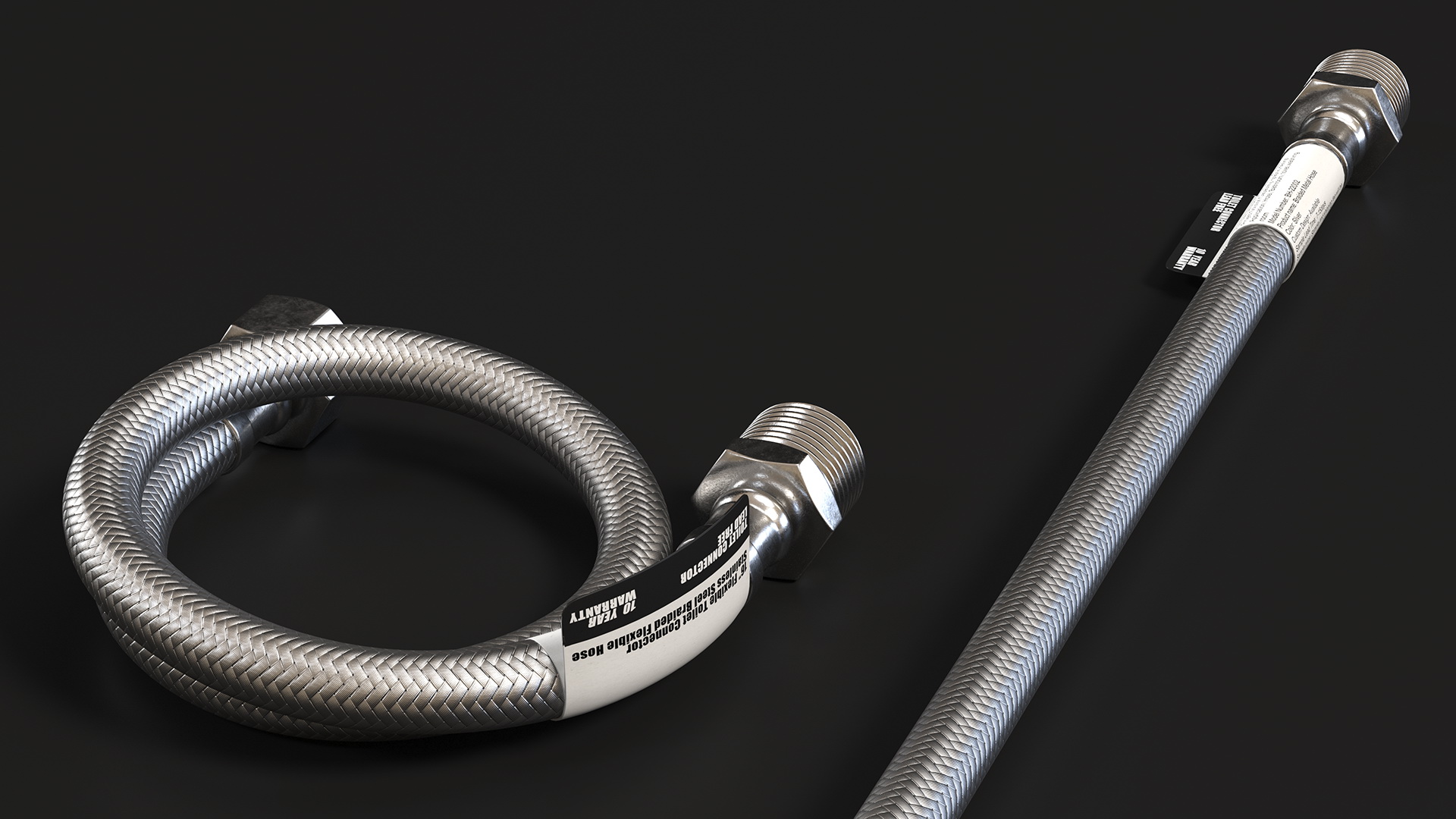 3D model Toilet Water Supply Reinforced Hose Set 40cm Monochrome