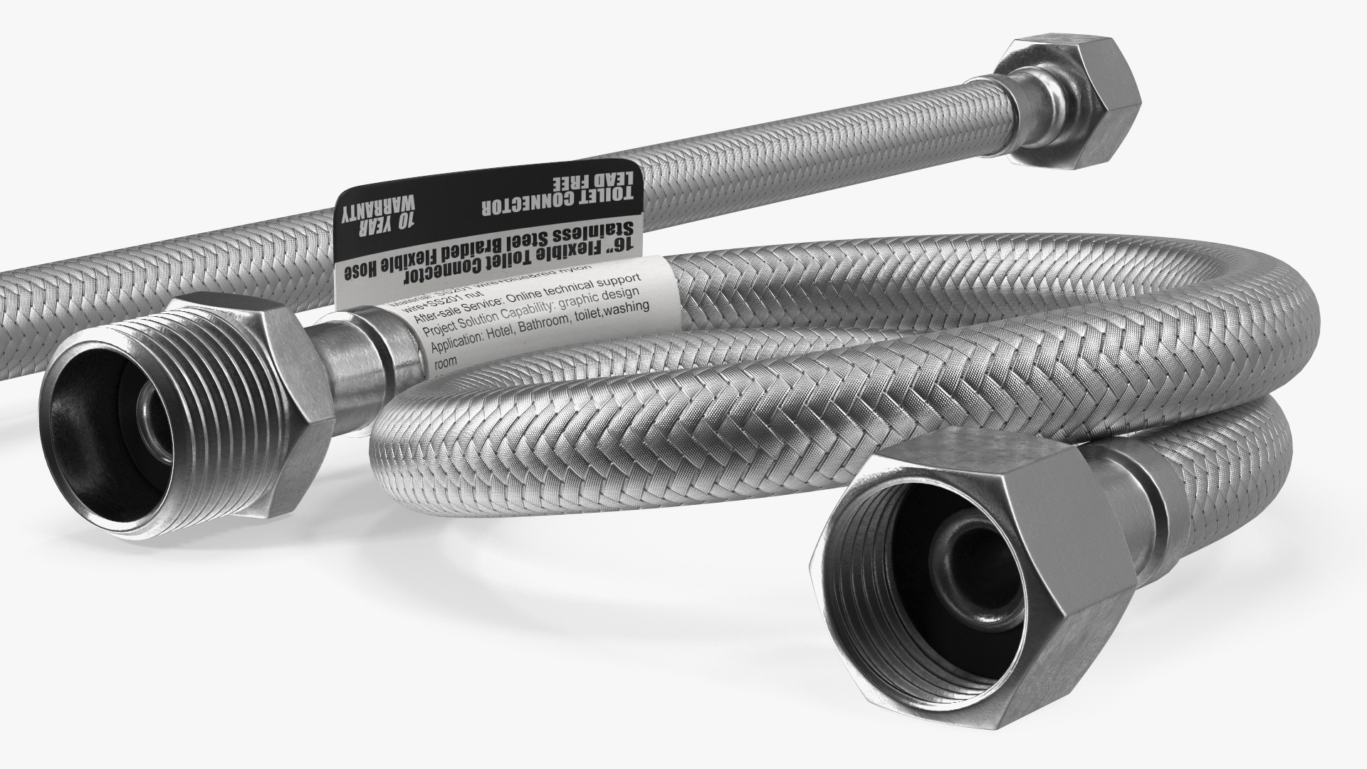 3D model Toilet Water Supply Reinforced Hose Set 40cm Monochrome