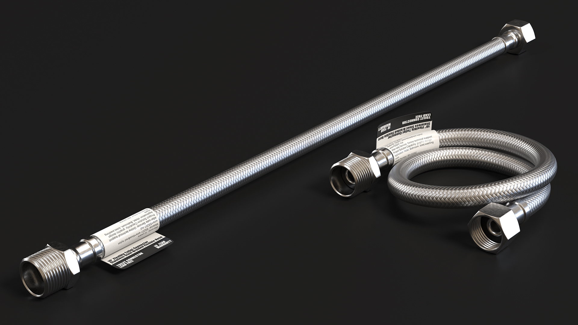3D model Toilet Water Supply Reinforced Hose Set 40cm Monochrome
