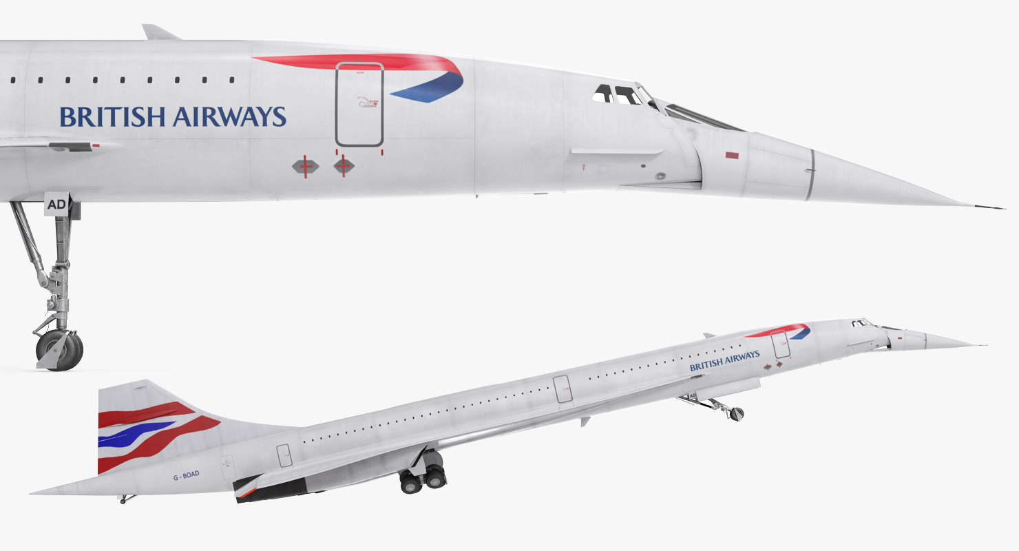 3D Concorde supersonic Passenger Jet Airliner British Airways model