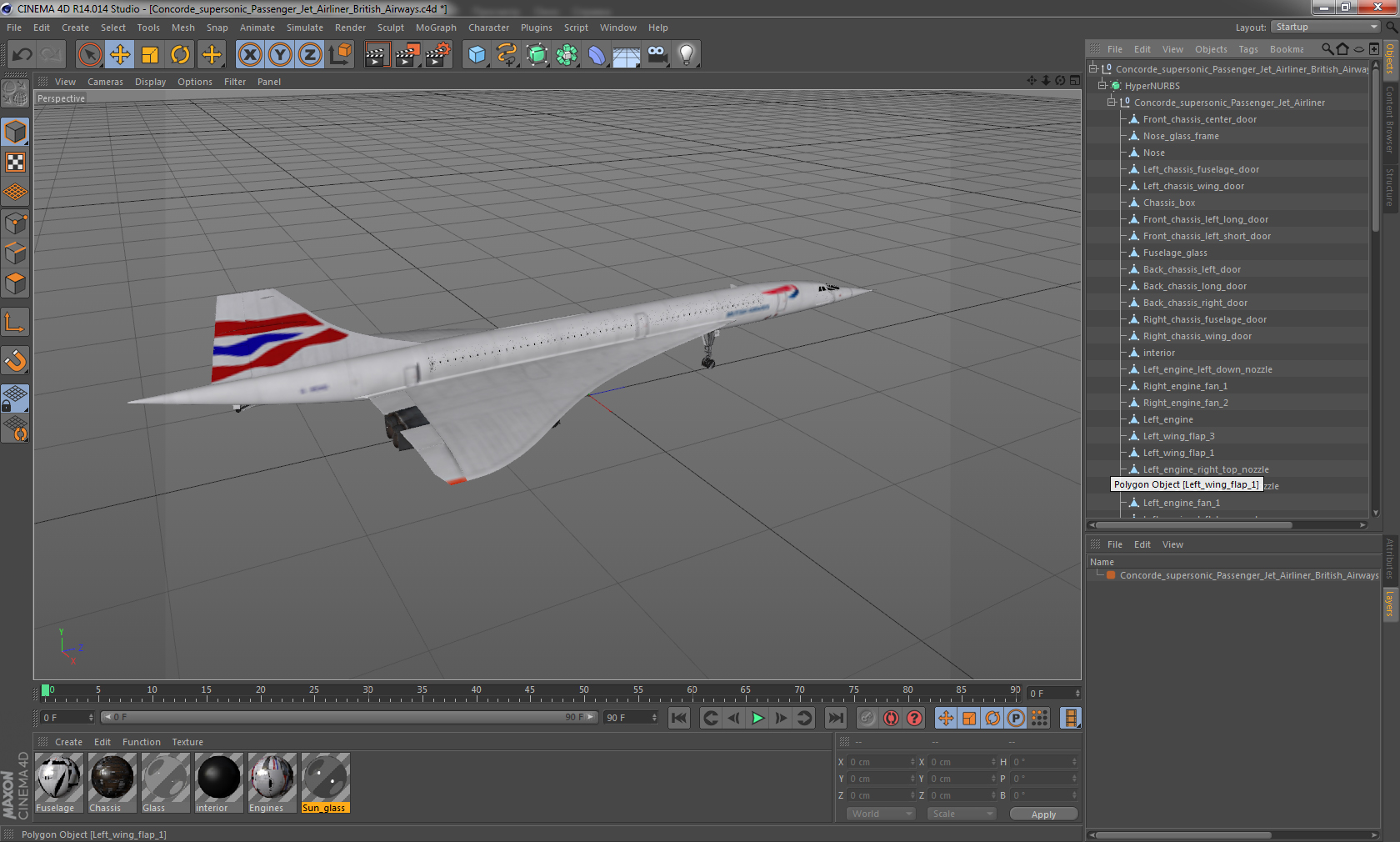 3D Concorde supersonic Passenger Jet Airliner British Airways model
