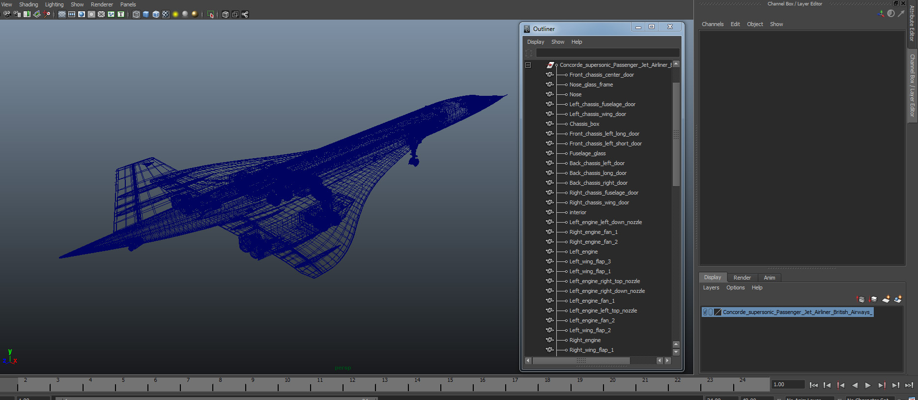 3D Concorde supersonic Passenger Jet Airliner British Airways model